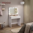 thumbnail image 2 of Coiffeuse VASAGLE, Coiffeuse de Maquillage, Table de Maquillage avec Grand Miroir, Lumières DEL à Luminosité Réglable, 2 Tiroirs et 3 Compartiments, Coiffeuse Moderne, Blanc, 2 of 6