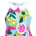 thumbnail image 4 of Robe Fille Col Blanc Floral Hawaïenne Vintage Robe d'Été 5 Ans, 4 of 6
