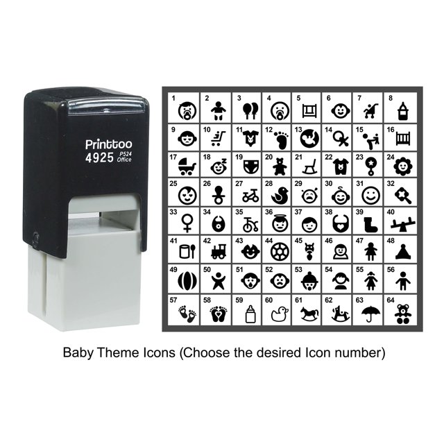 Printtoo Personalized Baby Theme Icons Rubber Stamp Self Inking Stamper 24 mm-Black