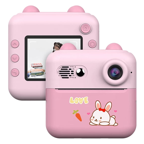 1080P Print Camera Portable Mini Photo Printer for Children with 1200W Camera 2.4'' Screen with 1 Print Paper Roll Suitable for Journal Notes Memo Birthday Gift Girls Boys
