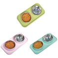 thumbnail image 2 of Cat Bowl Set No-spill Double Pet Feeder Bowl Kitten Water Bowl with Non-slip Mat, 2 of 10