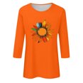 thumbnail image 4 of Dadaria T-Shirt Orange pour Femme, Manches 3/4, Col Rond, Grande Taille, Chandail d'Été, Blouses, TG, 4 of 5