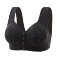 thumbnail image 1 of Bras Middle Age Front Closure Seamless Wireless Bra Plus Size With Back Smoothing​​ Womens Bra Black 46, 1 of 3