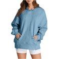 thumbnail image 1 of MeetoTime Women's Crewneck Sweatshirts Fall Long Sleeve Oversized Pullover Sweatshirts with Pockets, 1 of 5
