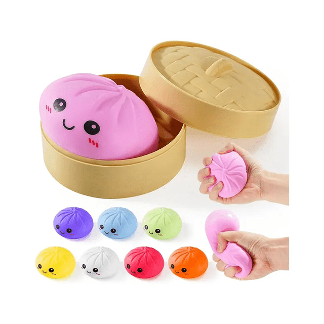 Tradeopia Squishy Dumpling Toy, Soft Sensory Fidget Toy, Stress Relief Squishy for Kids & Adults (Random Color)