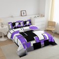 thumbnail image 3 of YST Purple Black Grey Twin Comforter Set For Girls,Geometric Sequins Down Comforter Abstract Grids Bedding Set Geometry Square Checkered Bed Set Soft Lightweight For All Season, 3 of 6
