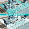 thumbnail image 3 of Findosom 6'x9' Waterproof Stripe Outdoor Rug, Foldable Reversible Plastic Straw Rug, Large Patio Rug for Outdoors, RV, Patio, Backyard, Deck, Picnic, Beach, Camping Blue, 3 of 6