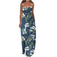 thumbnail image 1 of Pompotops Robes d'Été pour Femmes Décontractées Boho Imprimées à Bretelles Anneau Plage Longue Robe Maxi avec Poches, 1 of 5