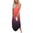 thumbnail image 2 of GYUJNB Robe Longue d'Été à Bretelles pour Femmes, Aguichant, Col Croisé, Ample, Unie, Orange, 2 of 6