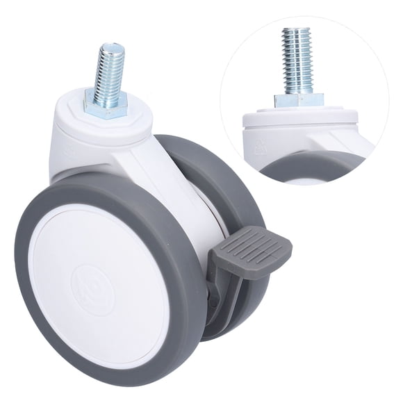 Aluminum Alloy Heavy-Duty Swivel Caster Wheel with Brake, M12 Thread, 3.9 Inch Diameter - Quiet TPR Construction, Sturdy Steel Bracket for Warehouses, Shops, Hospitals - Ideal for Workbenches,