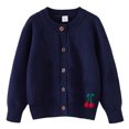 thumbnail image 2 of Zwiiyzr Girls Sweaters Kids Open Front Button Down Long Sleeve Knit Cardigans Sweater Cardigan Jacket 2-8Y Navy, 2 of 3
