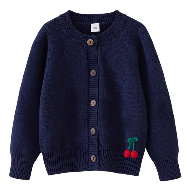 RXIRUCGD Industrie Lourde Cardigan Tricoté au Crochet à la Main pour Filles en Coton à Col Rond Chandail Veste pour Enfants ( Marine, Taille : 4 Ans )
