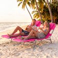 thumbnail image 2 of Gymax 2PCS Tanning ChairFolding Beach Lounge Chair w/5-Position Adjustable Backrest Pink, 2 of 9