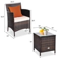 thumbnail image 3 of Gymax Ensemble de Mobilier d'Extérieur en Rotin pour Patio 3 Pcs avec Chaises Coussinées et Table Basse, 3 of 9