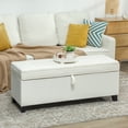 thumbnail image 2 of HOMCOM Storage Ottoman Bench, 47 Inches Linen Storage Chest, Cream White, 2 of 10