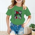 thumbnail image 2 of LUOGENLI T-Shirt pour Filles Enfant Filles Mignon Imprimé Graphique Col Rond Manche Courte Tee Été Décontracté T-Shirt Maxi Hauts Ensemble Volant Vert 8-9 Ans, 2 of 5