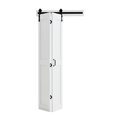 thumbnail image 1 of KFFKFF Bifold Barn Door, 36" x 84", MDF Bi-Fold Sliding Closet Doors, Header Board and Hardware Kit Included, H-Frame Space-Saving Design, Panels Need to Assemble, White, 1 of 9