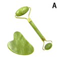 thumbnail image 1 of Face Facial Roller Massager & Gua Sha Board Set Natural Jade Stone Crystals G0Y6, 1 of 9