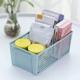 thumbnail image 1 of White Plastic Storage Basket 28x13x11.5cm Rectangular Organizer Bin with Handles Stackable Ventilated, 1 of 6