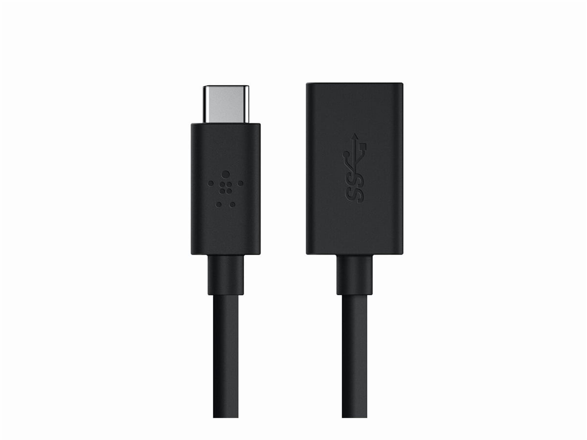 Adaptateur Belkin USB-C vers USB-A 3.0 certifié USB-IF – Compatible avec MacBook, Chromebook Pixel et appareils USB-C – Noir
