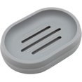 thumbnail image 1 of Soap Tray, Plastic Soap Dish, Soap Case Holder for Bathroom Shower Waterfall Drainer Kitchen, Keep Soap Dry & Easy to Clean (Grey, Plastic-Oval Shape), 1 of 1