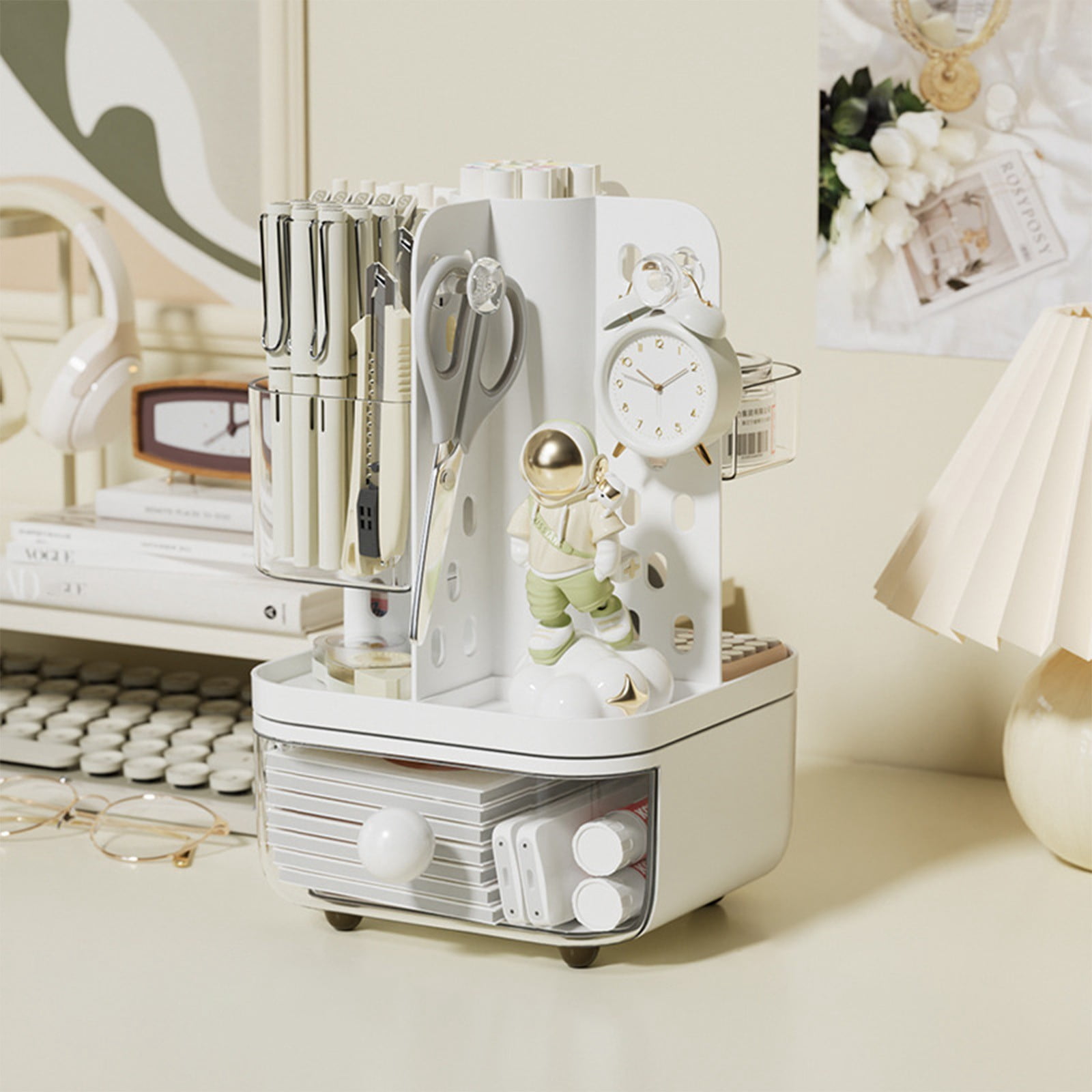 Desk Organizer Cute Student Stationery Tray Pencil Cup Modern Office Desk Pencil Cup Trendy Study Table Accessory
