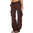 thumbnail image 2 of Wiyuqeen Plus Sized Summer Cargo Pants for Women Casual Chill Low Rise Workout Pants Tactical Active Cargo Pants Trendy Double Button Multiple Pockets, 2 of 6
