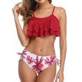 thumbnail image 4 of RKSTN Women Two Piece Swimsuits High Waisted Bikini Ruffle Tummy Control Bottoms Halter Bathing Suits, 4 of 8