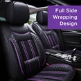 thumbnail image 2 of Maidao Car Seat Covers Leather for Lexus for LS 2018-Present 5 Seats Water Resistant Front Rear Cushion Protector Beige and Purple, 2 of 6