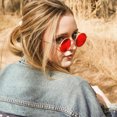 thumbnail image 2 of Joopin Lunettes de Soleil Rondes Hippie pour Femmes Hommes Lunettes de Soleil Rondes Protection UV (Rouge), 2 of 6