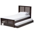 thumbnail image 1 of Baxton Studio Sedona Twin Slat Platform Bed with Trundle in Dark Brown, 1 of 11