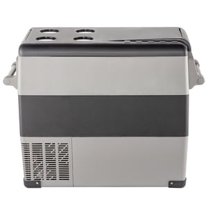 KFFKFF 58 Congélateur portable double zone Qt, 12V Frigidaire de voiture, Compresseur de refroidissement efficace avec 12/24V DC & 110-240V AC, Idéal pour les véhicules, les véhicules à moteur, le camping & Sommaire