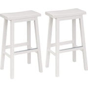 Basics Solid Wood Saddle-Seat Kitchen Counter Barstool, 73.66 cm Height, Walnut Finish - Set of 2
