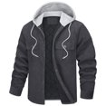 thumbnail image 2 of KIHOUT Winter Warm Coats Men Button-up Cardigan Carry Pockets Solid Color Long Sleeve Hooded Jacket,Size M-5XL, 2 of 5