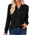 thumbnail image 1 of Yuyuzo Womens T Shirts Long Sleeve Tops V Neck Shirts Solid Color Basic Tees Tops Blouses, 1 of 4