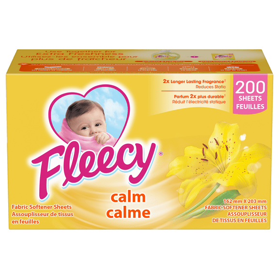 Fleecy Aroma Therapy Calm Feuilles Assouplissantes pour la Sécheuse, 200 feuilles