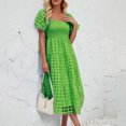 thumbnail image 4 of Gspmoly Robes d'Été pour Femmes, Robe à Épaules Dénudées à Manches Courtes Plissée à Taille Haute pour Femmes, Robes d'Été pour Femmes en Liquidation, 4 of 9