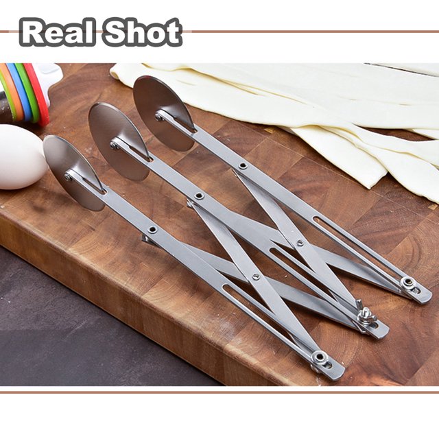 3 Wheel Stainless Steel Pizza Wheel Cutter Adjustable Dough Divider for Pastry Pizza Pasta Cakes Cookies Kitchen Baking Tool
