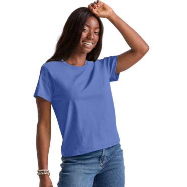 Hanes Womens Essentials Classic Fit Cotton T-Shirt, M, Deep Forte Blue