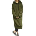 thumbnail image 3 of Nouvelle Robe à Capuche Longue Ample pour Femmes, Unie, Manches Longues, Poches, Fente, Décontractée, Chaude, Chandails à Capuchon, 3 of 7