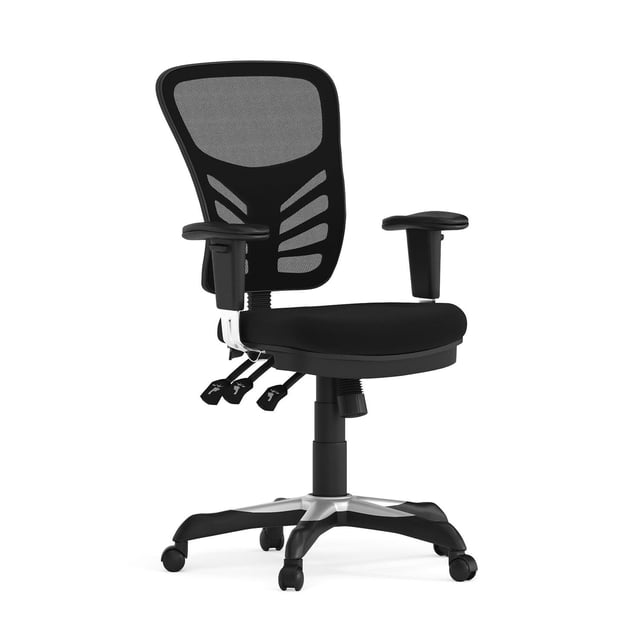 Flash Furniture Mid-Back Black Mesh Multifunction Executive Swivel Chair with Adjustable Arms