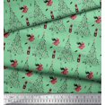 thumbnail image 2 of Soimoi Green polyester Crepe Fabric Champagne,Glass & Tree Christmas Decor Fabric Printed Yard 52 Inch Wide, 2 of 3