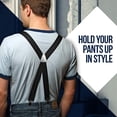 thumbnail image 2 of Mens Elastic X-Back Adjustable Straight Clip On Suspenders - Red (Tall, 54" Long), 2 of 6