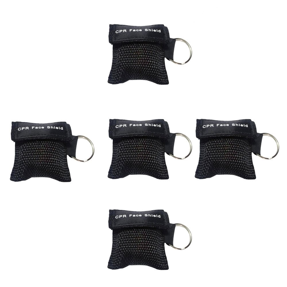 5 PCS CPR First Aid Masks One-way Keychain Kits Portable Emergency Kits (Black)