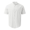 thumbnail image 3 of TopLLC Polo pour Homme Chemise en Lin Décontractée Col Officier Manche Courte Chemise Boutonnée, 3 of 4