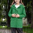 thumbnail image 2 of TIEVOSA Coupe-Vent à Capuche pour Filles Manteau Imperméable Léger avec Capuche Réglable pour Activités Extérieures 9-10 Ans (Vert), 2 of 8
