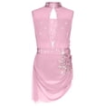thumbnail image 3 of Oyolan Robe de Patinage Artistique Brillante pour Filles, Robe de Danse Lyrique, Justaucorps de Ballet à Jupe Froncée pour Compétition, Rose, 12, 3 of 4