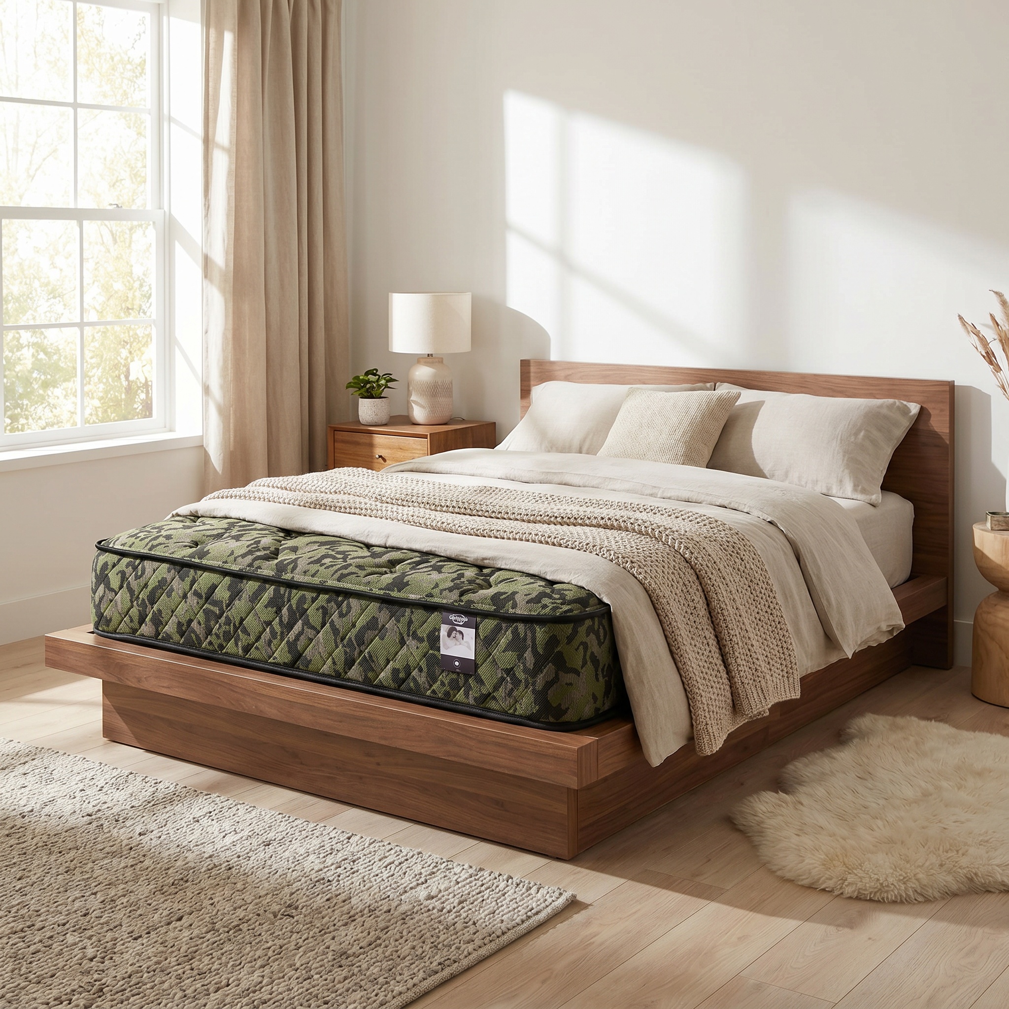 Matelas à ressorts ensachés Twin CAMO 9 po, ferme et réversible