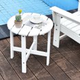 thumbnail image 4 of Gymax 2 PCS 18'' Patio Round Side End Coffee Table Wooden Slat Deck White, 4 of 10