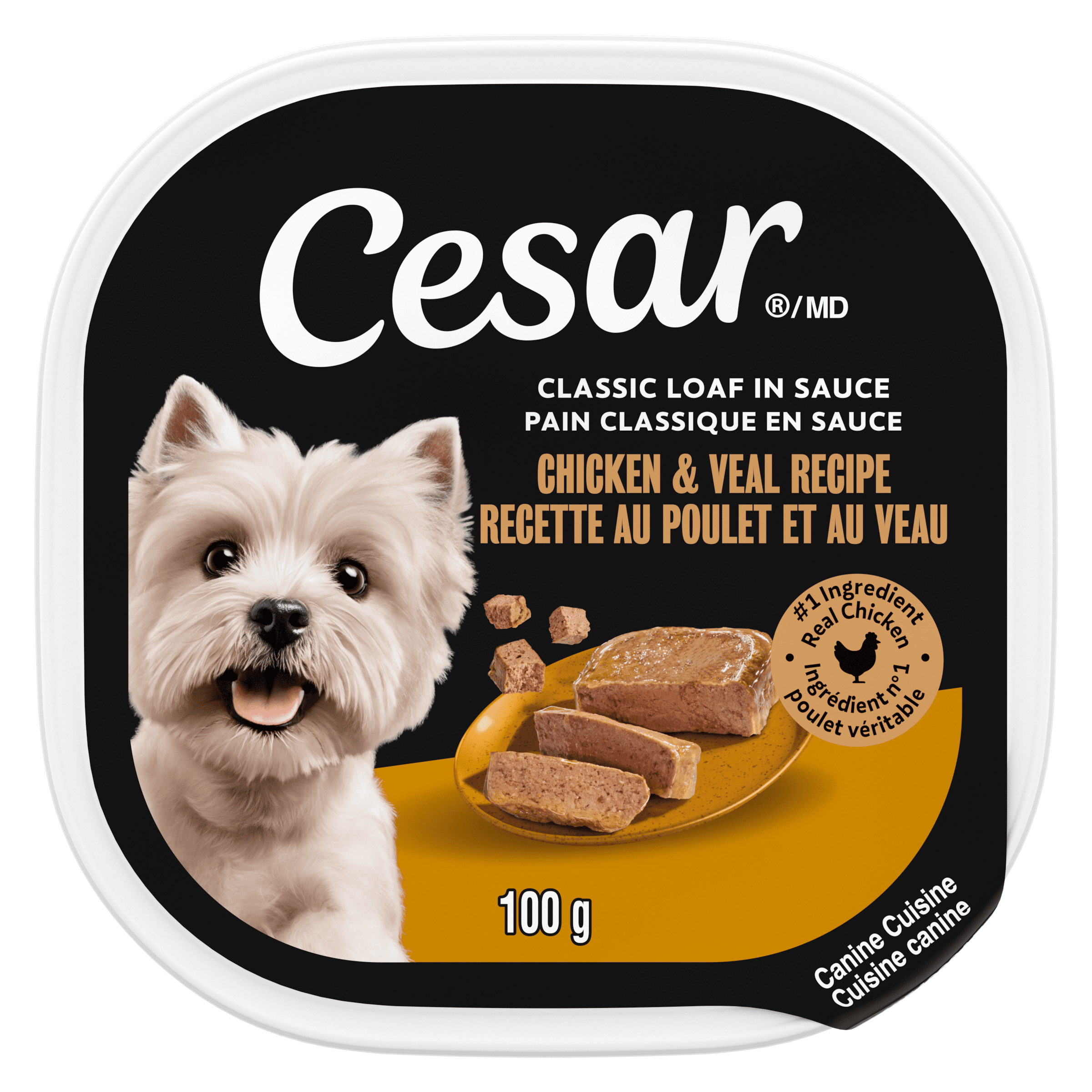 Cesar Classic Loaf in Sauce Chicken & Veal Recipe Soft Wet Dog Food